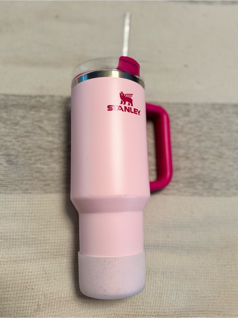 40oz Stanley Pink Flamingo Travel Mug with Handle & Straw - Insulated Tumbler